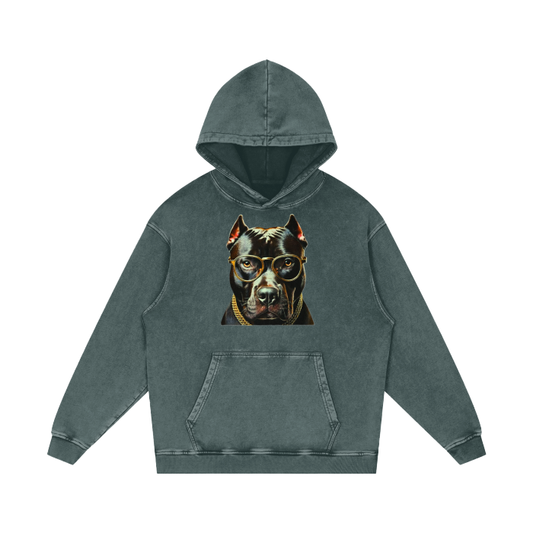 Pitbull. Acid Wash Oversize Hoodie | Dark Green