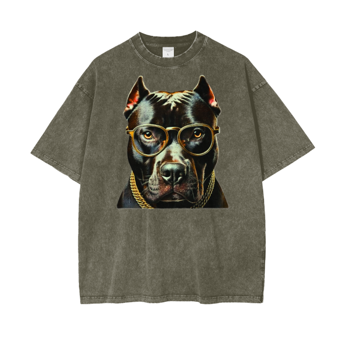 Pitbull. Acid Wash Oversize Tee | Gray Green