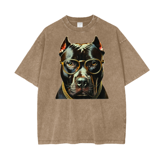 Pitbull. Acid Wash Oversize Tee | Light Brown