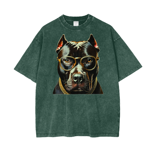 Pitbull. Acid Wash Oversize Tee | Dark Green