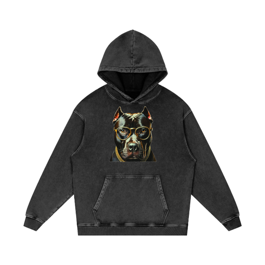 Pitbull. Acid Wash Oversize Hoodie | Black Beauty