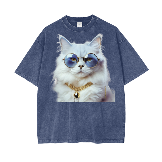 Persian. Acid Wash Oversize Tee | Dark Blue