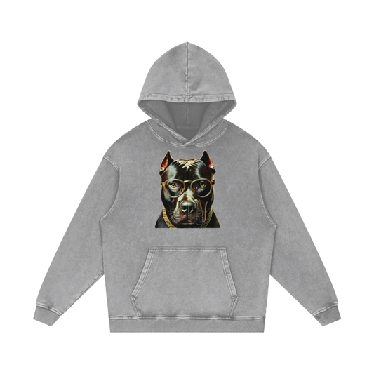 Pitbull. Acid Wash Oversize Hoodie | Light Gray